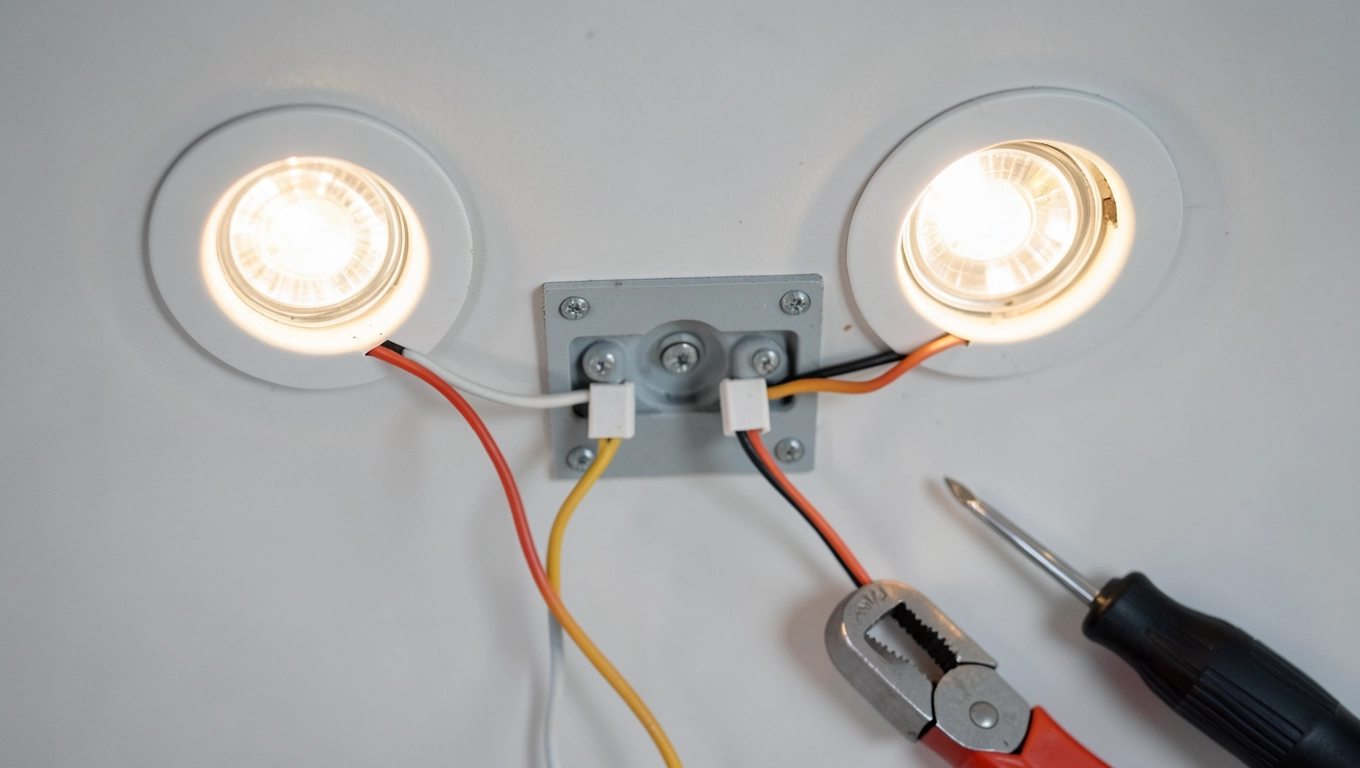 jak podłączyć 4 halogeny w suficie